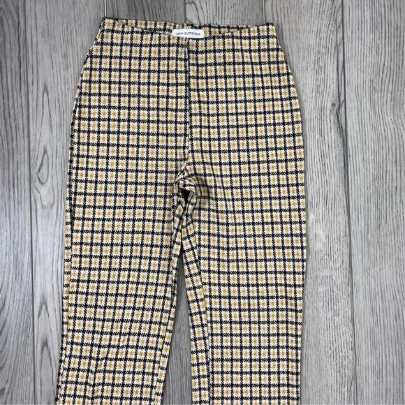 Urban Outfitters Women Size XS Yellow Plaid Pull On Flare Trouser Academia Pants - Picture 3 of 6